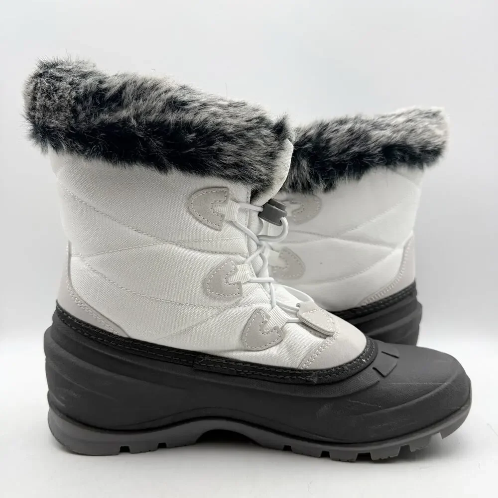 Kamik Womens Momentum L2 Winter Boots Size 10 White Waterproof Insulated EUC